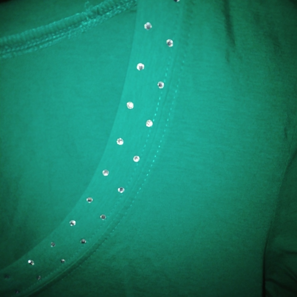 Dressy Green Long-sleeve Top - Picture 2 of 3